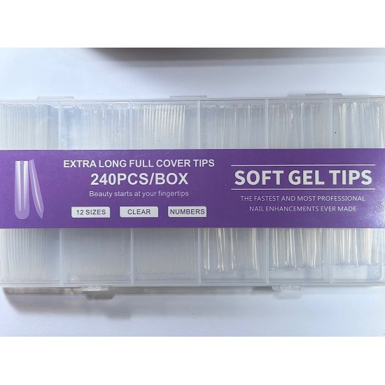 Soft Gel Tips square 2XL σε κασετίνα 240 τεμαχίων 