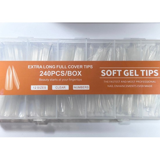 Soft Gel Tips stiletto 3XL σε κασετίνα 240 τεμαχίων 
