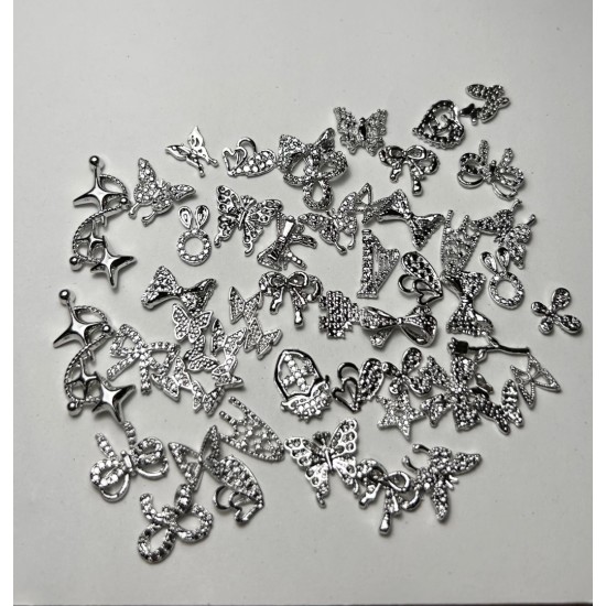 Charms νυχιών διάφορα σχέδια σετ 50 τεμαχίων 