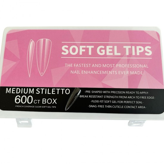 Gel Tips Stiletto Médium 600 pcs 